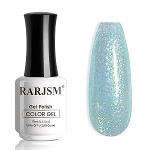 RARJSM 15ML Mermaid Blue Glitter Gel Nail Polish Green Shimmer Shell Mermaid Gel Polish Soak off UV Blue