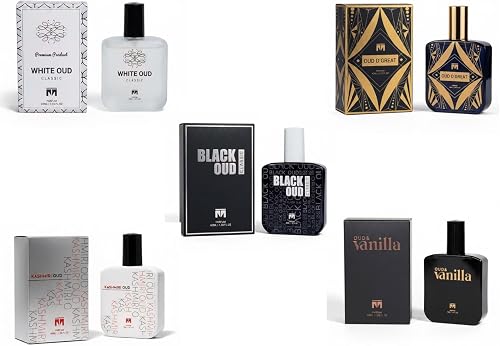 Oud Collection Perfumes Set of 5, 40ml | White Oud Classic, Black Oud Classic, Oud D'Great, Kashmiri Oud, Oud & Vanilla