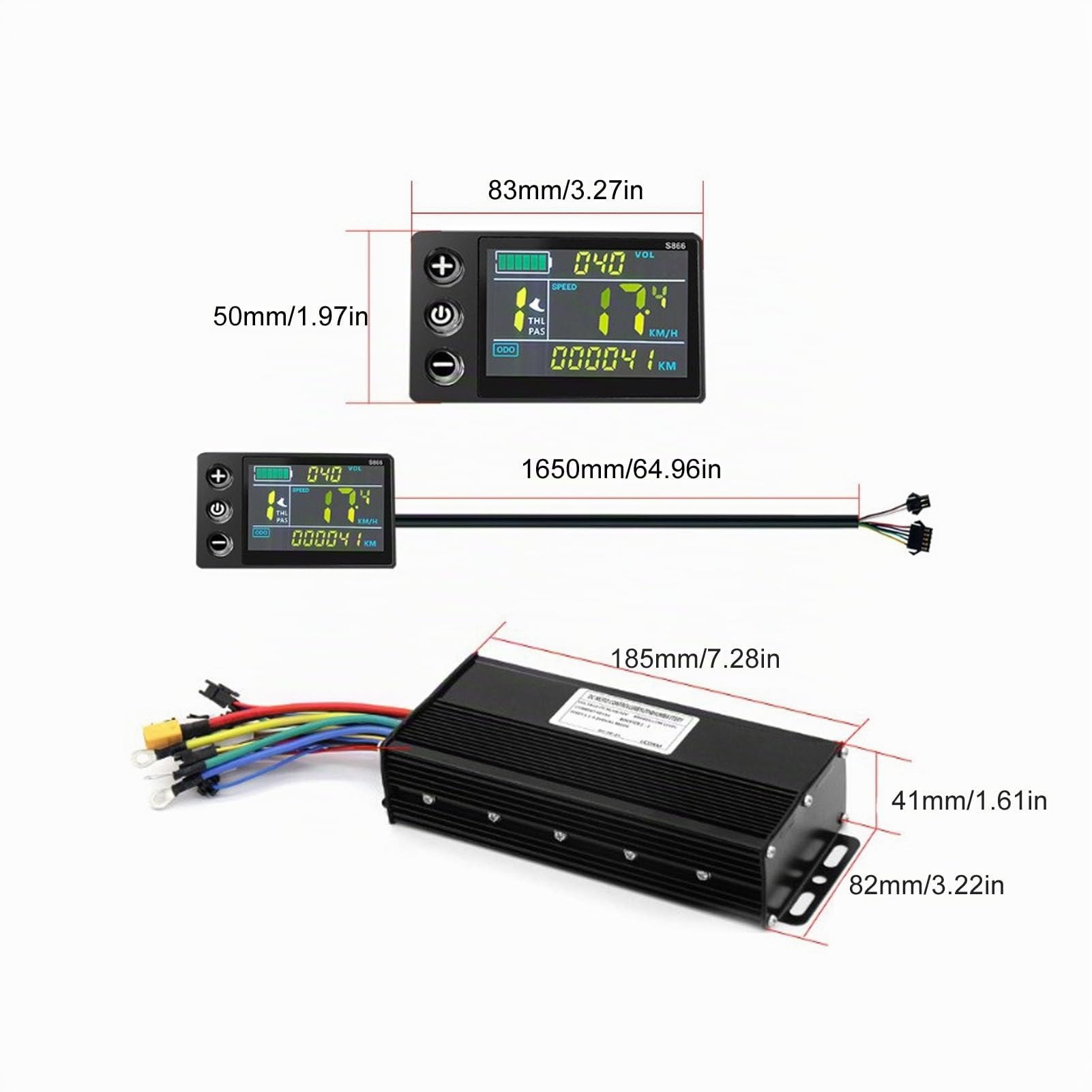 BuyWeek Kit Controller Brushless Onda Sinusoidale, 40A 36V 48V 52V 1500W 2000W 3 modalità con Pannello LCD S866 per Bici Elettrica