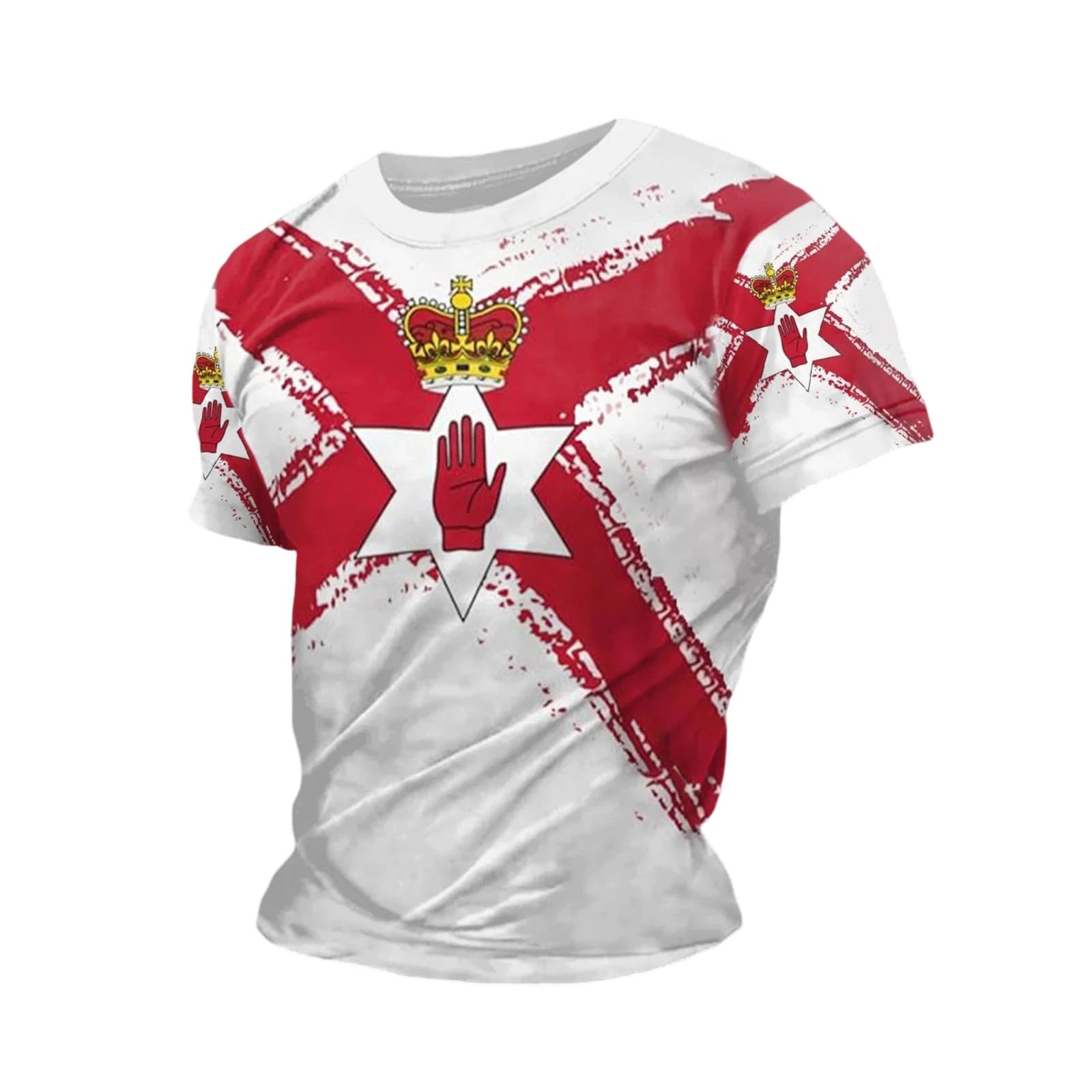 Northern Ireland Patriotic T-Shirt for Men Ulster Flag Belfast Themed Tees Vintage Distressed Casual Tops for Fans and Heritage Lovers