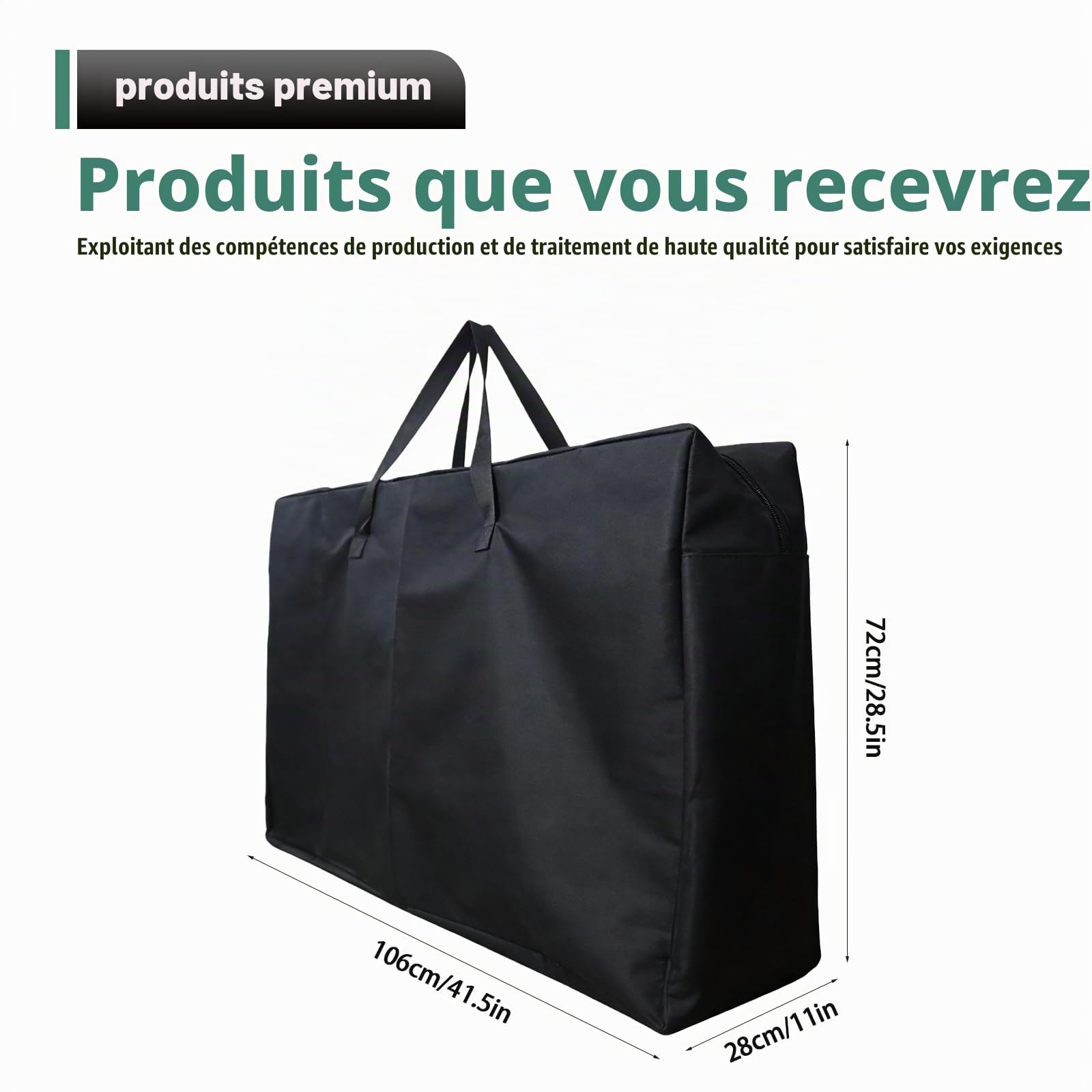 Sac de rangement pliable pour fauteuil roulant 72 x 28 x 106 cm, Grand sac de rangement pour chaise de jardin de transport portable housse de protection 600D imperméable, résistante pour pliantes
