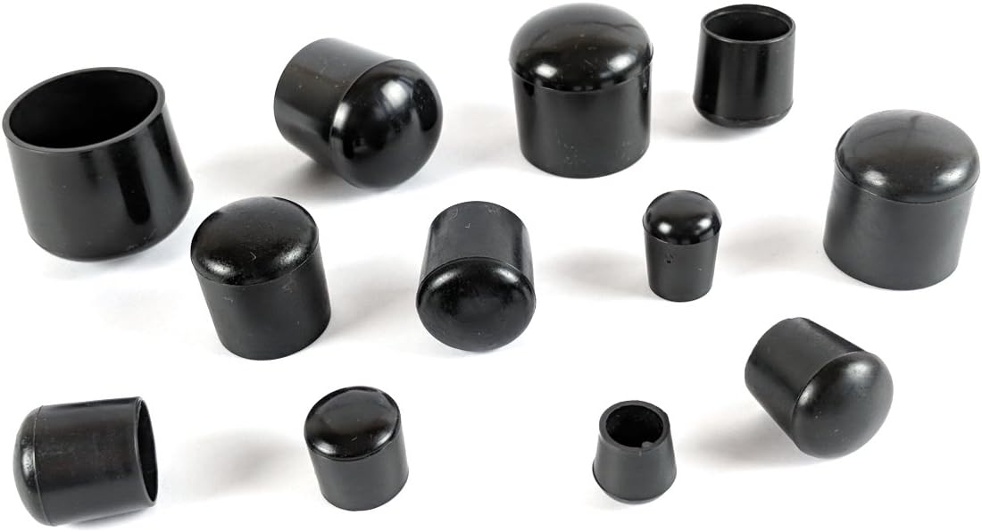 Multipurpose Feet. Plastic Ferrules, Range of Sizes, Made in Germany (Black, 20mm - See Second Image Before Ordering This Size, Pack of 8)