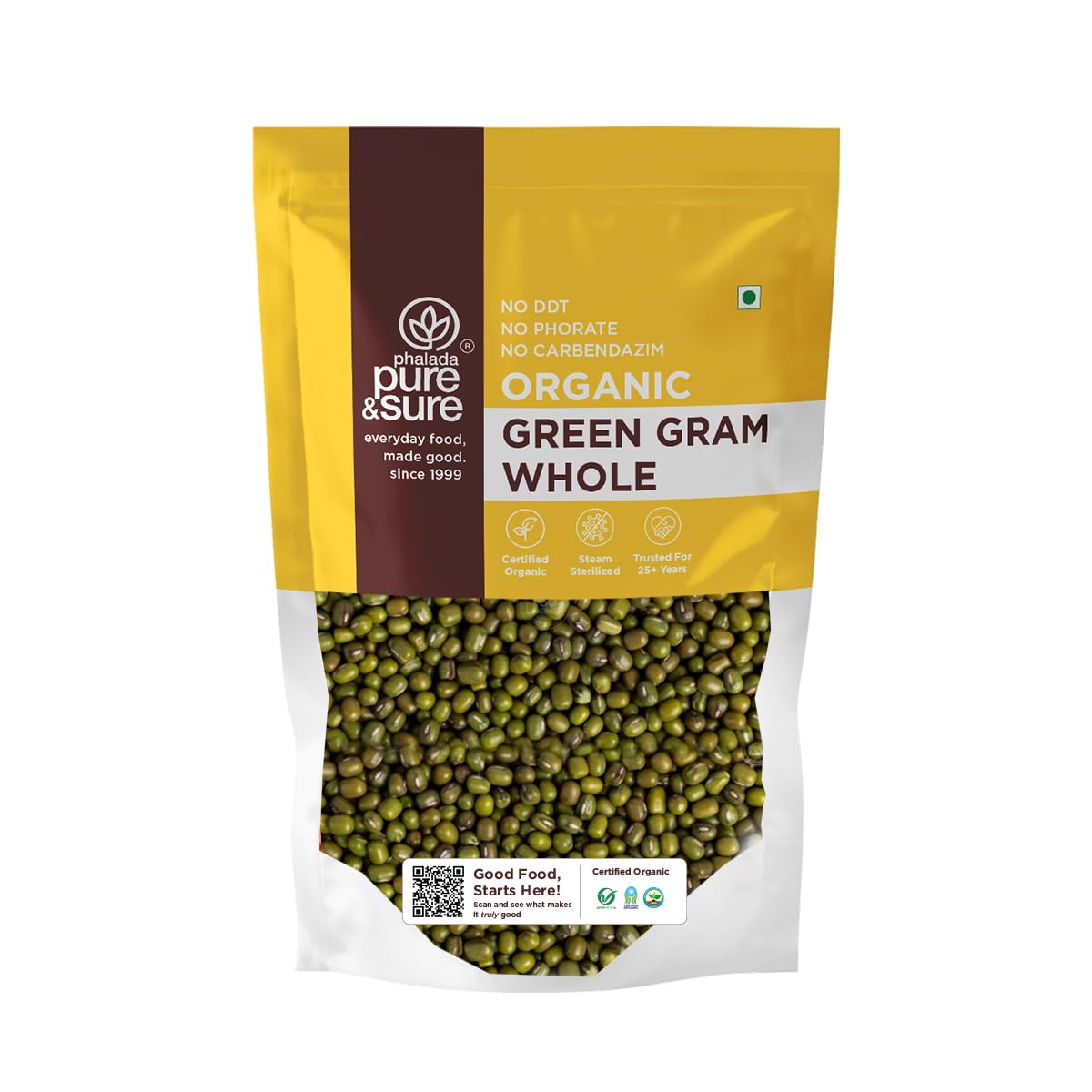 Pure & Sure Organic Green Gram Whole | Healthy & Wholesome | Rich In Fiber, High Protein, No Preservatives | 500Gm