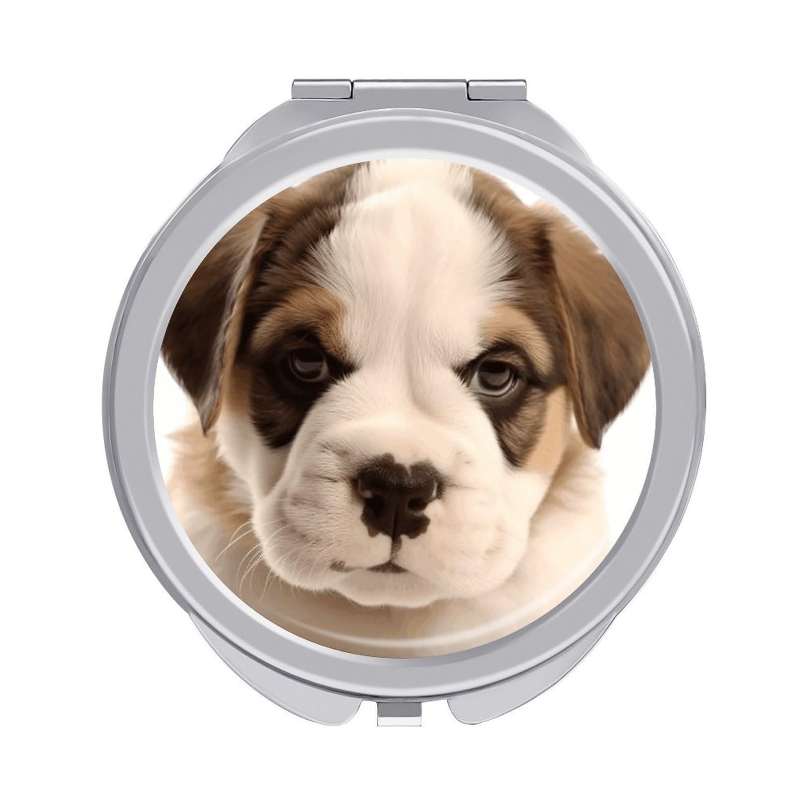 JTREHY Dog Puppies Makeup Mirror Silver Mirror Surface Folding Makeups Mirrors Lightweight Durable Looking Glass for Suitable Traveling Handbag and Purses