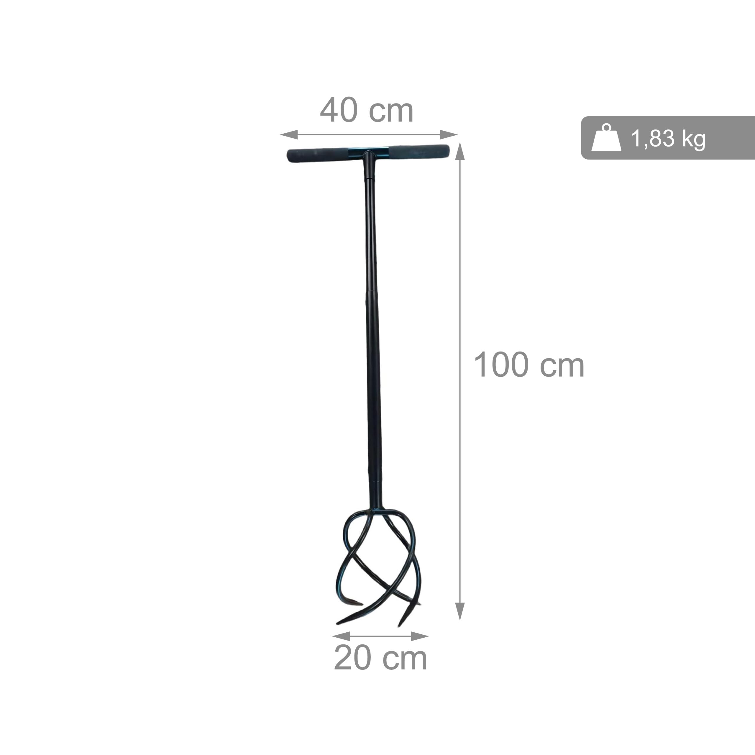 Relaxdays Gartenkralle mit Stiel, 4 Zinken, rutschfeste Griffe, 100 cm hoch, Unkrautstecher & Kultivator, Stahl, schwarz