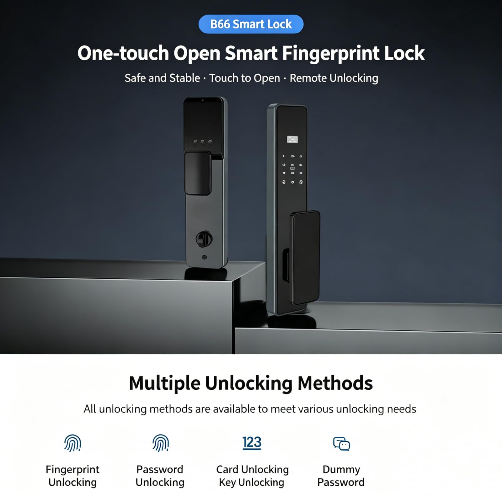 Serrure de porte intelligente avec caméra, empreinte digitale, mot de passe et accès aux cartes – Entrée sans clé pour la sécurité à domicile