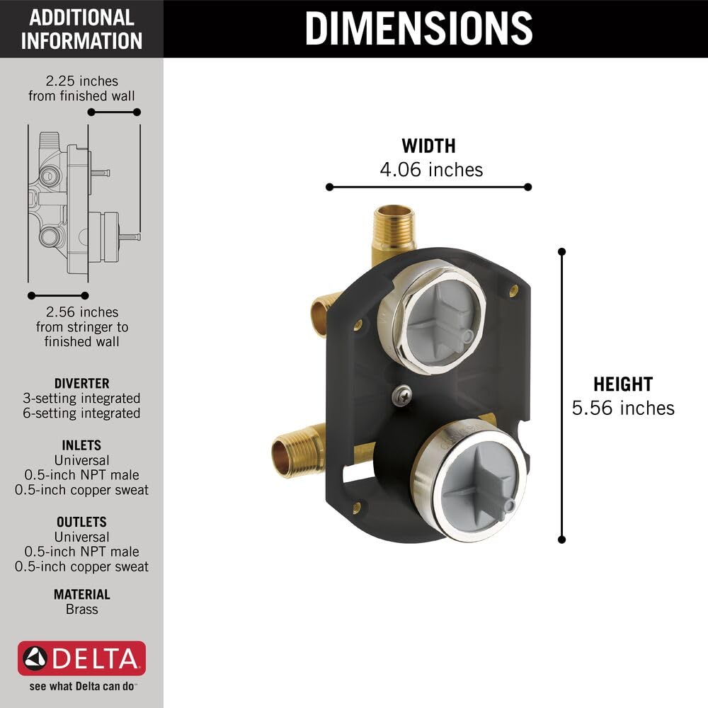 DELTA FAUCET Other MultiChoice - Desviador universal integrado para ducha, entradas/salidas universales, bronce champán