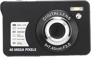 Câmera Digital Com Tela de 2,7 Polegadas, Imagem de 48 MP Resolução de Vídeo de 2,7 K Zoom Digital de 16X Luz de Preenchimento Integrada, Câmera Digital de Reconhecimento Facial