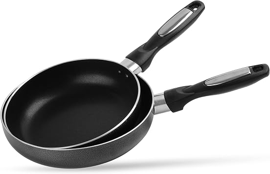 Alpine Cuisine Fry Pan 2-Piece Nonstick Coating Gray, Frying Pans Nonstick for Stove with Stay Cool & Comfortable Handle, Durable Nonstick Cookware, Ideal for Family