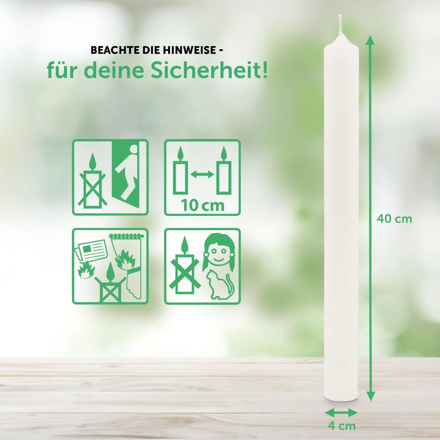 GRAVURZEILE Bedruckte Stabkerze - Lebensbaum - Personalisiert mit Name & Datum - Geschenk zur Taufe, Kommunion oder Konfirmation - Für Jungen & Mädchen - Altarkerze 400/40 mm - Farbe: Grün
