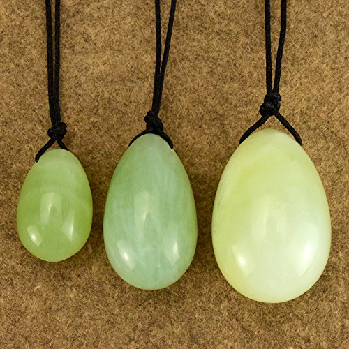 Jeoxi Gems 3 Pieces Set Xiuyan Jade Eggs for Women Exercise Handmade Natural Jade Eggs Set Exercise Balls
