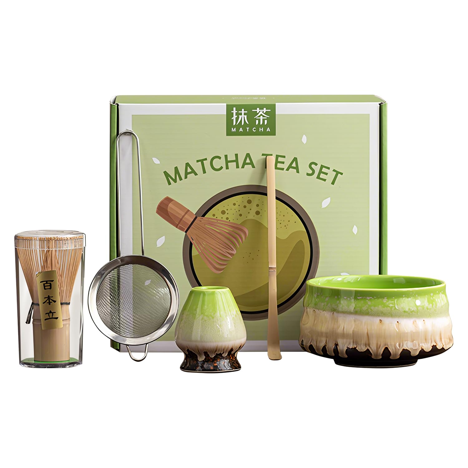 Coffret de fouet à matcha en céramique et bambou, idée cadeau 5 pièces