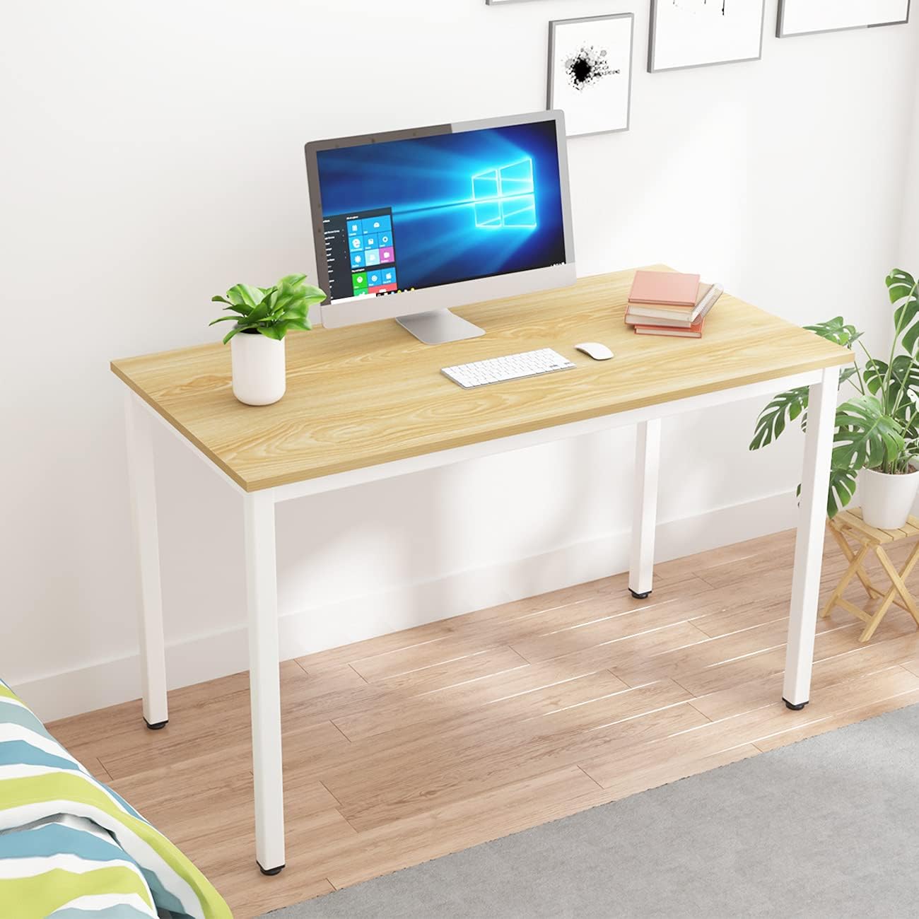 Computer Desk Office Workstation Desk Study Writing Desk PC Laptop Table Simple Table for Home Office, 120x60x73cm, Light Maple BHEU-LD-AC120LO