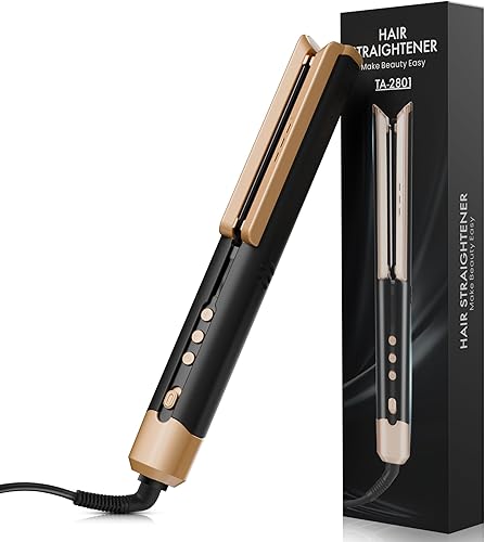 Plancha plana para el cabello, placas anchas de cerámica iónico de doble voltaje para mujeres, calentamiento rápido de 210  a 450  para resultados