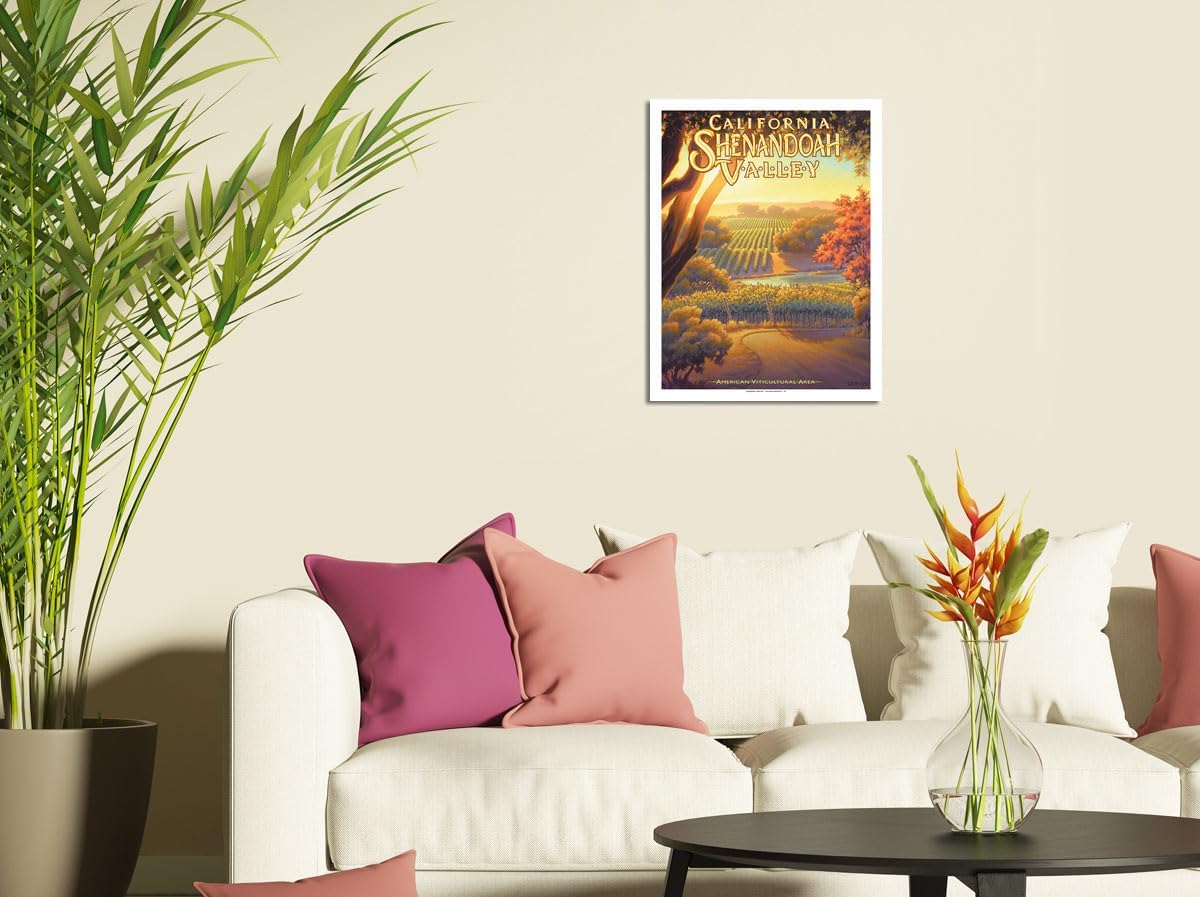 California Shenandoah Valley Wineries - California Vineyards Wine Country Art by Kerne Erickson - Fine Art Matte Paper Print (Unframed) 11x14in