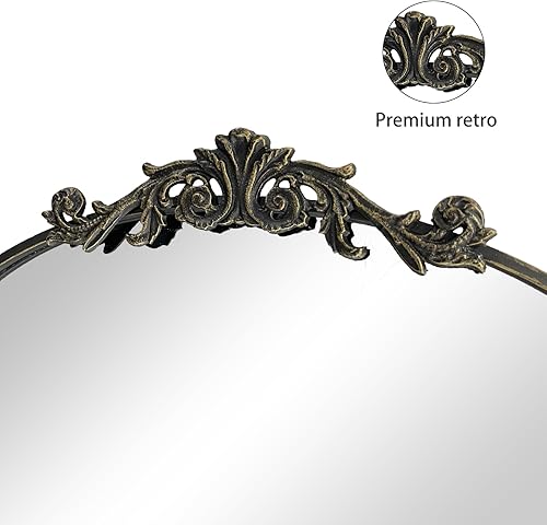 Miniatura 3 de HQiJun Espejo de pared decorativo tradicional para ventana, estilo casa de campo arqueada antigua para sala de estar, dormitorio, entrada, baño,