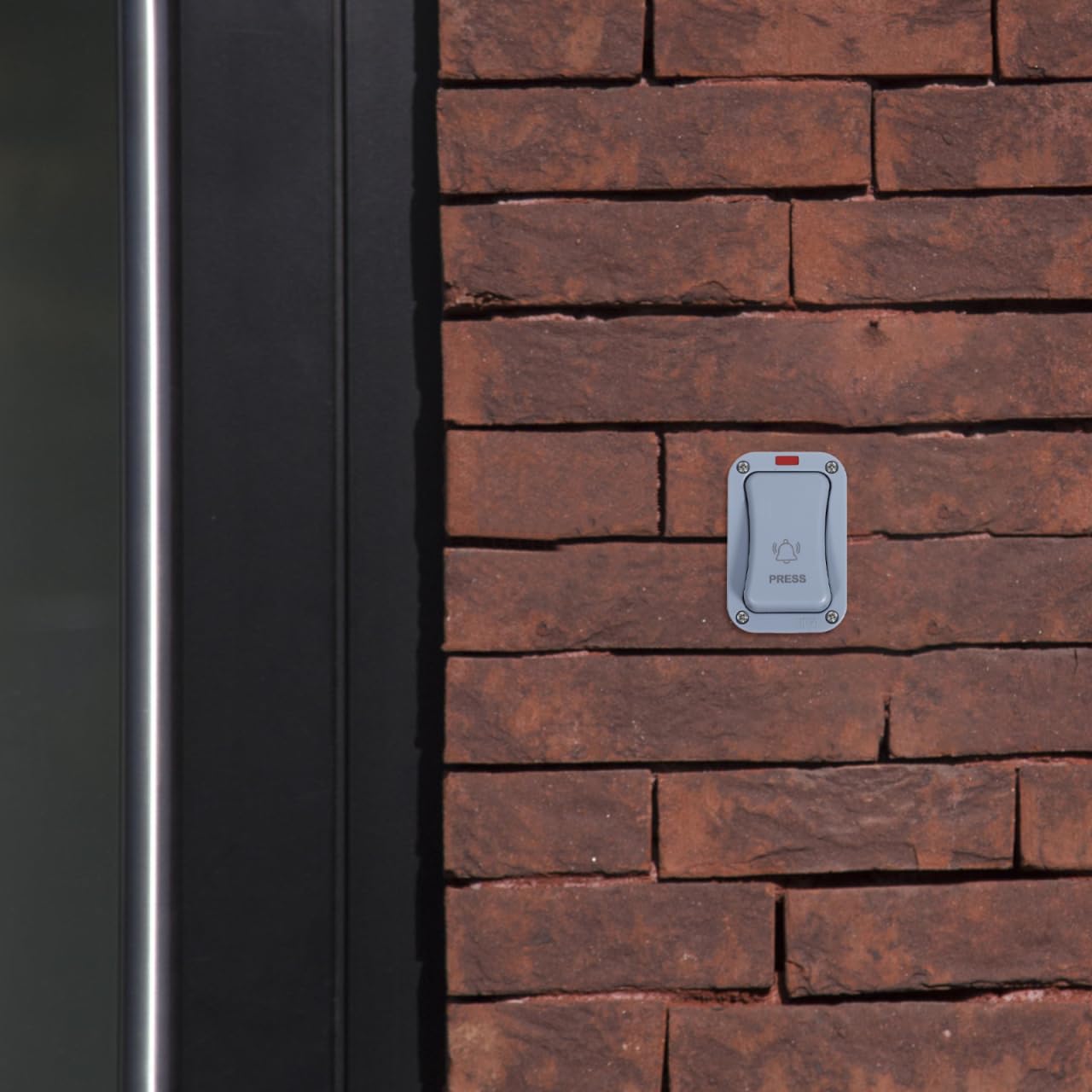 GLEAVI Pulsador de Timbre Impermeable de Exterior: Interruptor de Superficie con Luz Indicadora para Puerta y Garaje (9x6x5.5 cm)