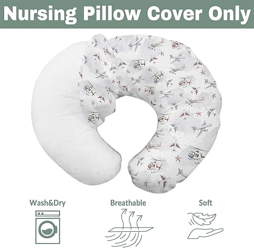 Miniatura 7 de Fundas de almohada de enfermería para niños y niñas, aviones vintage, aviones, helicópteros, modelos de aviones, fundas de lactancia para lactancia