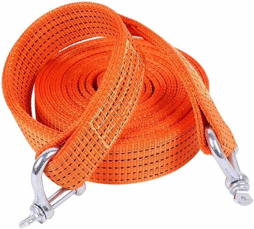 Nylon Heavy Duty Tow Strap Recovery Strap with Hooks 10,000 LBS Break Strength, U Ring Shackles (2pcs), Recover Your Vehicle Stuck in(5m)