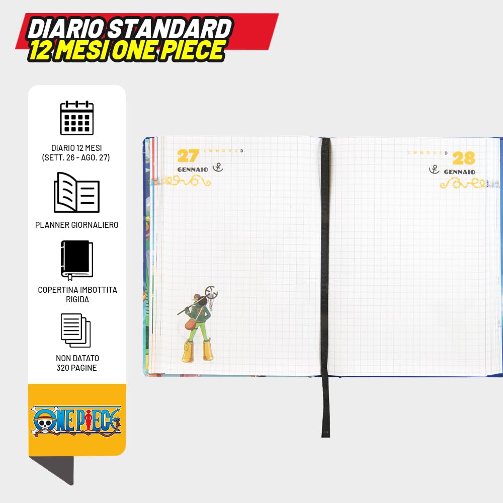 One Piece Diario Scuola Ufficiale 12 Mesi 320 Pagine Copertina Imbottita 13x17,8H