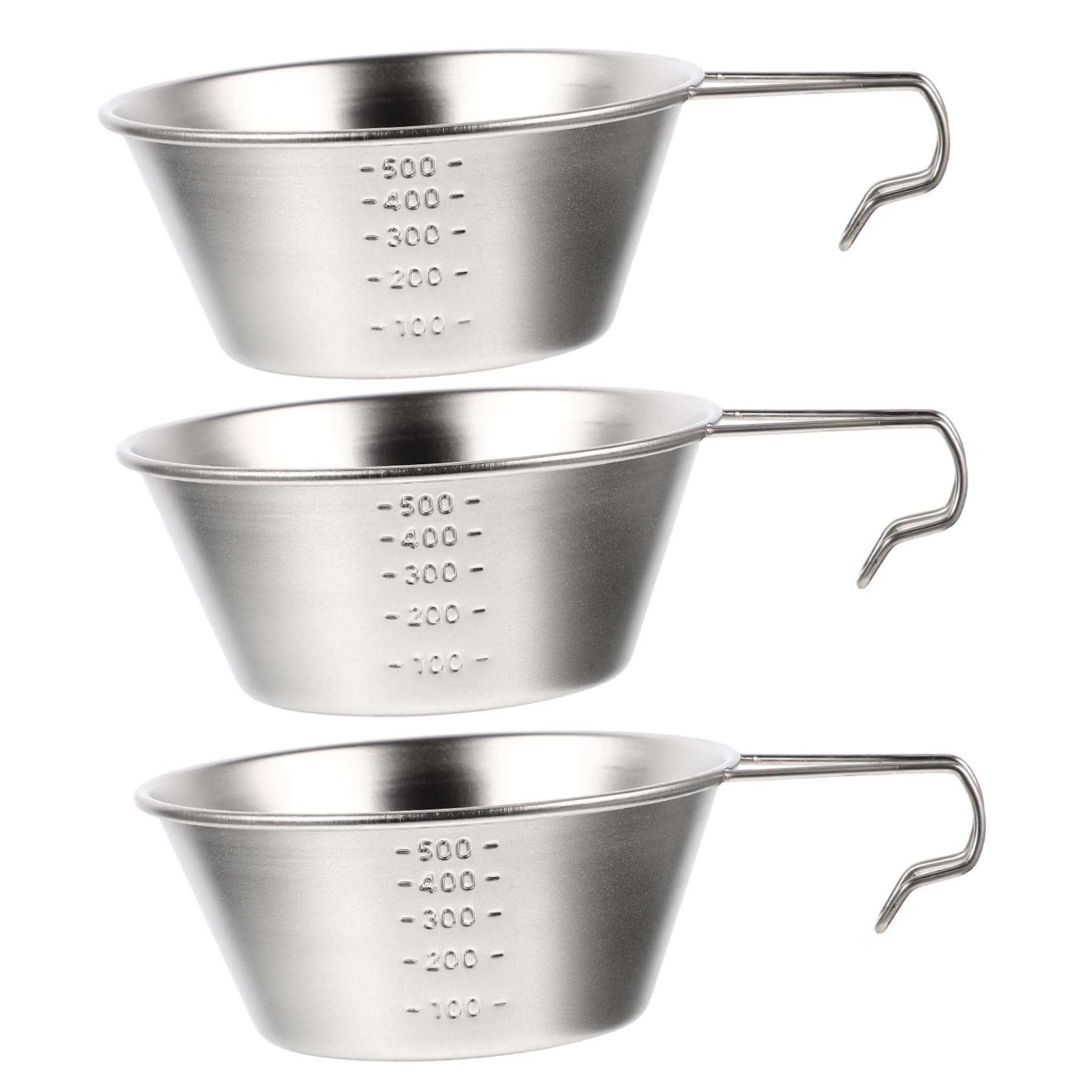 Abaodam 3stücke Edelstahl Schale für Camping Robuste Wasserschale Kompakter Weinbecher aus Edelstahl Wiederverwendbare Schüssel für Outdoor-aktivitäten