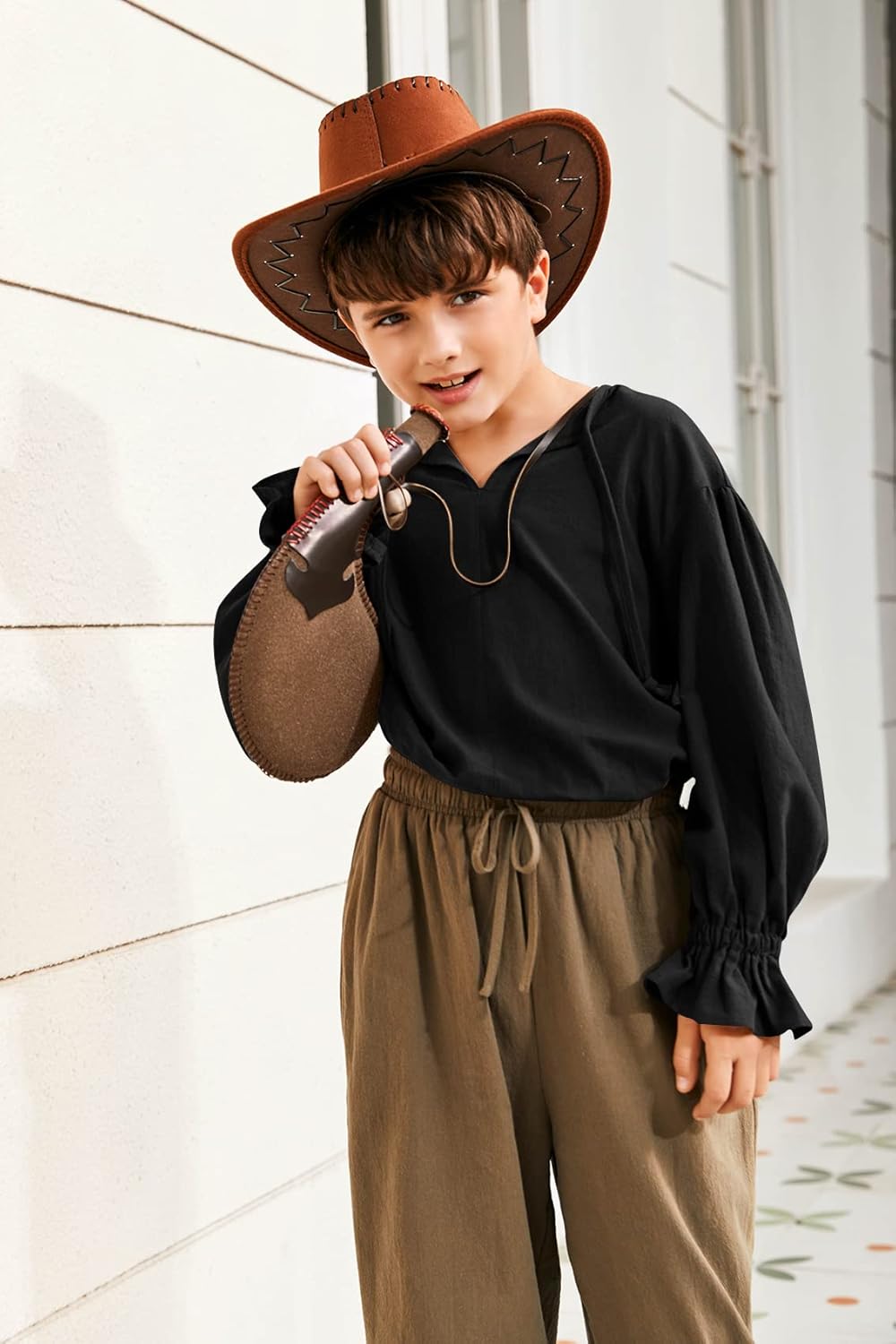 Bbalizko Boys Medieval Pirate Costume Shirt Kids Medieval Renaissance Ruffled Long Sleeve Halloween Scottish Jacobite Tops - Image 2