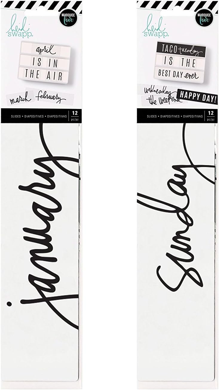 Heidi Swapp Lightbox Word Strips - Months and Week Sets - 24 Word Strip Inserts