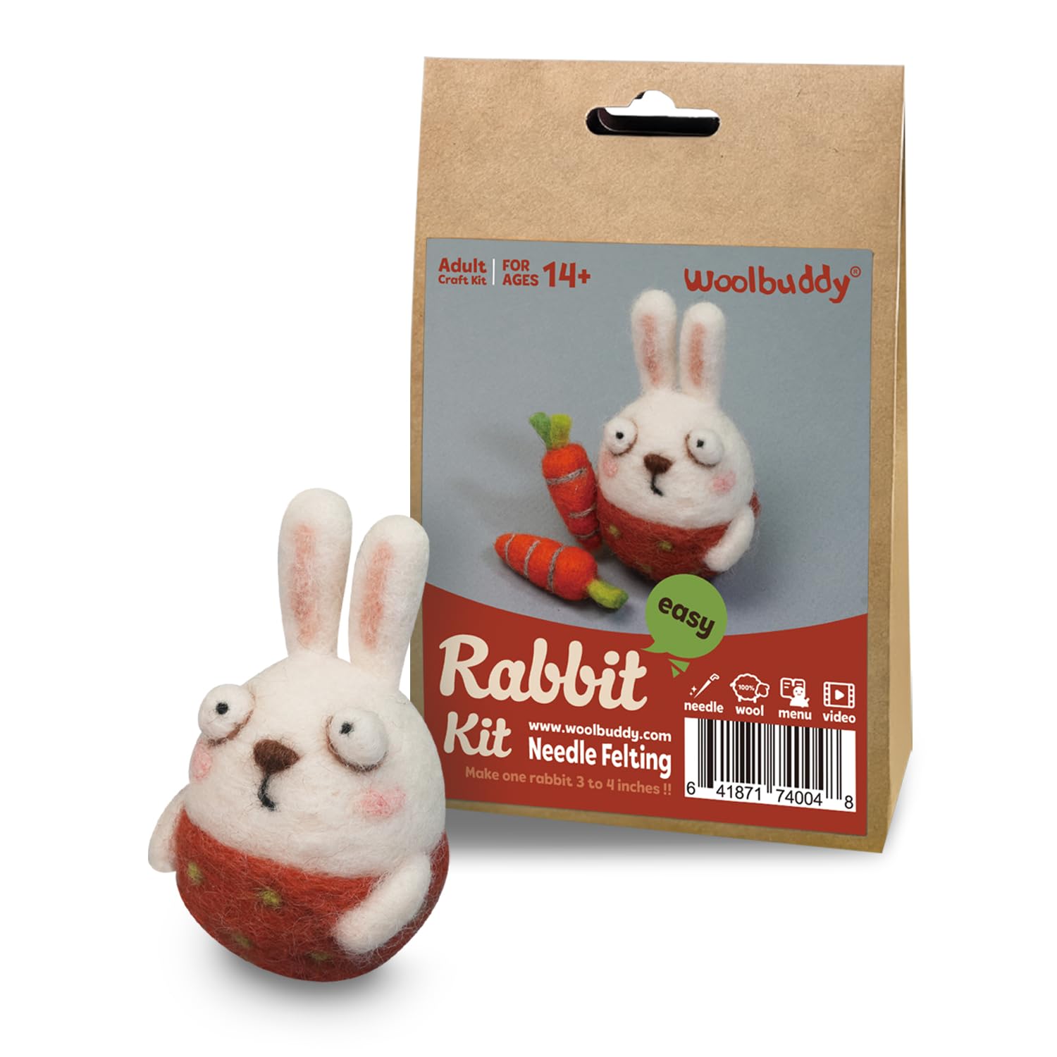 Woolbuddy Needle Felting Starter Kit (Rabbit) for Adults with Tool &amp; Guide