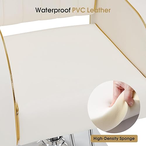 Miniatura 5 de BarberPub Silla de salón clásica de lujo para estilista, silla de peluquería hidráulica, equipo de spa de salón de belleza 8885 (blanco crema)