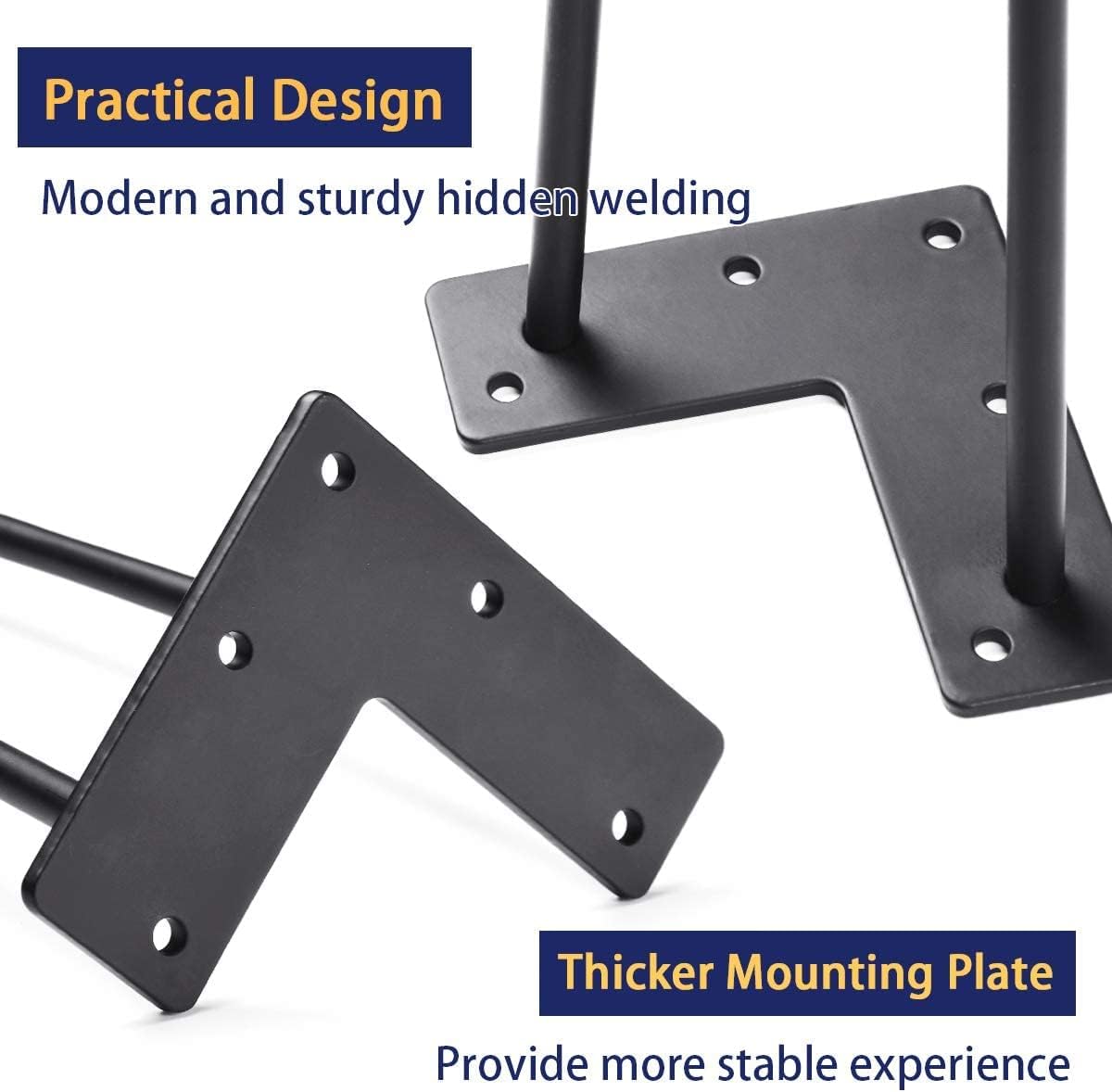 SMARTSTANDARD 20 Inch Heavy Duty Hairpin Furniture Legs, Metal Home DIY Projects for Nightstand, Coffee Table, Desk, etc with Rubber Floor Protectors Black 4PCS