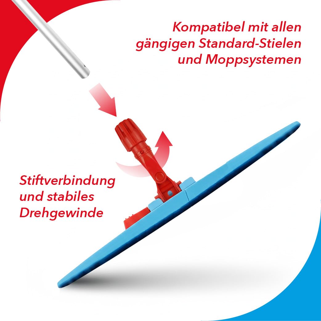 G.I.V. Bodenwischer Set Moppstange Aluminium mit Rändelhandgriff + Klapphalter mit Fußtaste & 5X Microfasermopp Bezug 50cm - Wischbezug Microfaser - Wischer Bodenreinigung - Wischmopp mit Stiel