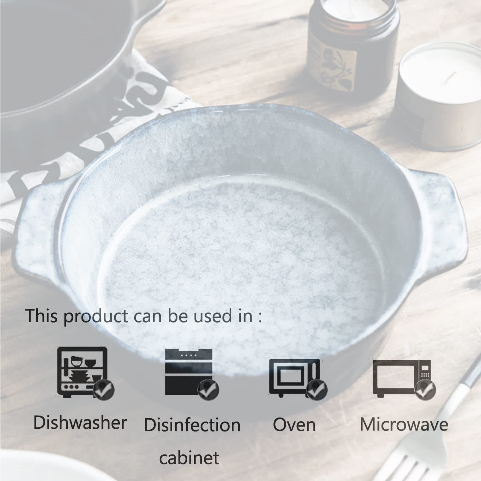 Lasagneform, Keramik-Auflaufform mit Griff, Mikrowellen-Auflaufform, ofenfest, runde Lasagneform, Porzellan-Backform 1000 ml(Gray)