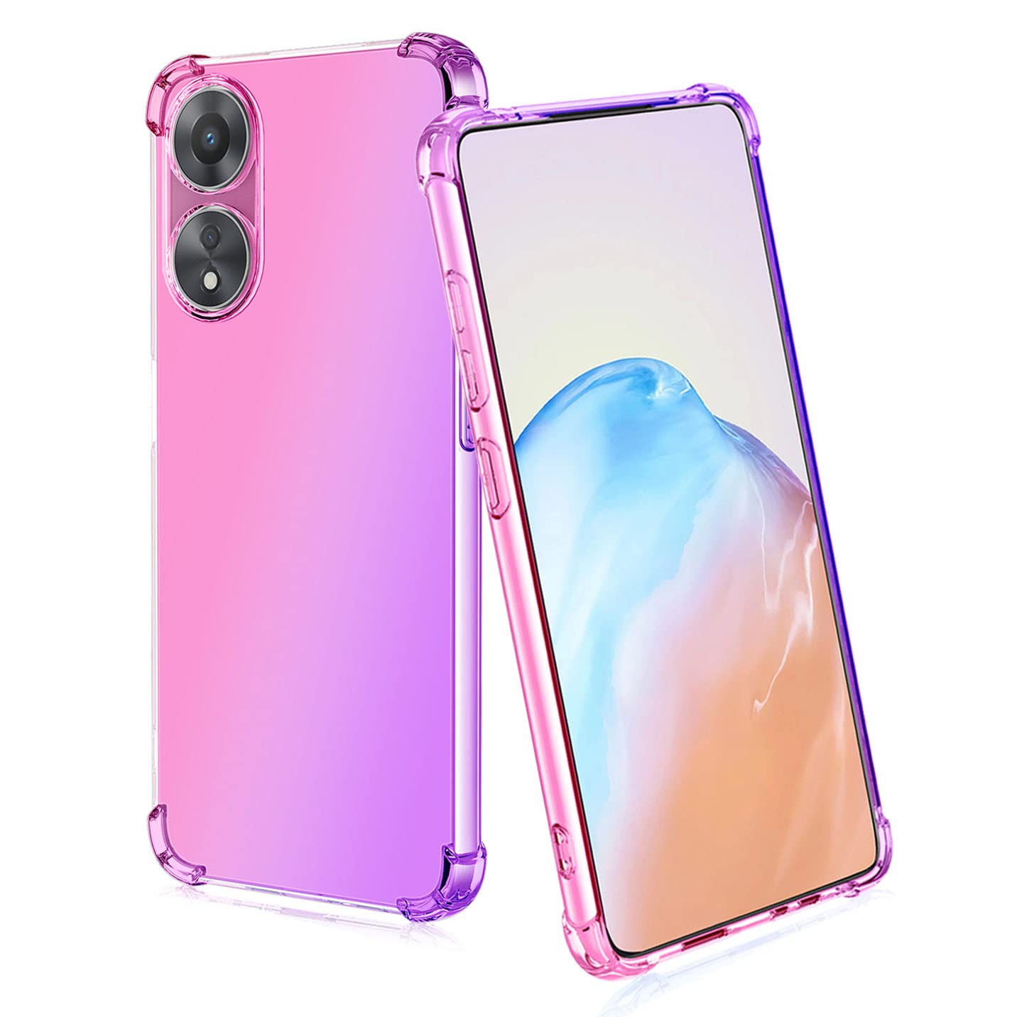 Cover Trasparente Rosa Per OPPO A78 4G - Custodia Morbida TPU Antiurto Con Bordo Rinforzato E Finitura Galvanica - 4