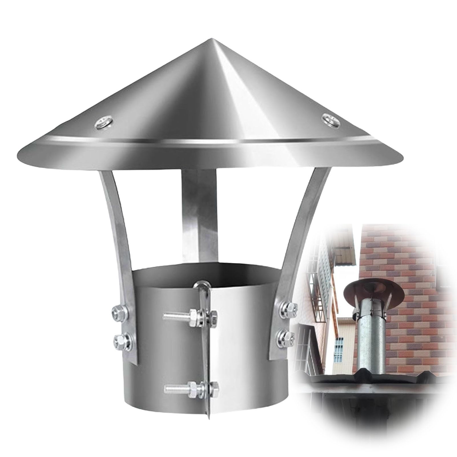 BHFLJSAQ Chimney Rain Caps,Adjustable Roof Rain Cap & Chimney Vent Cover, Weatherproof Fireplace Exhaust Cap, Reinforced Furnace Flue Cover, Easy Install 250mm (9.8in) for Optimal Ventilation
