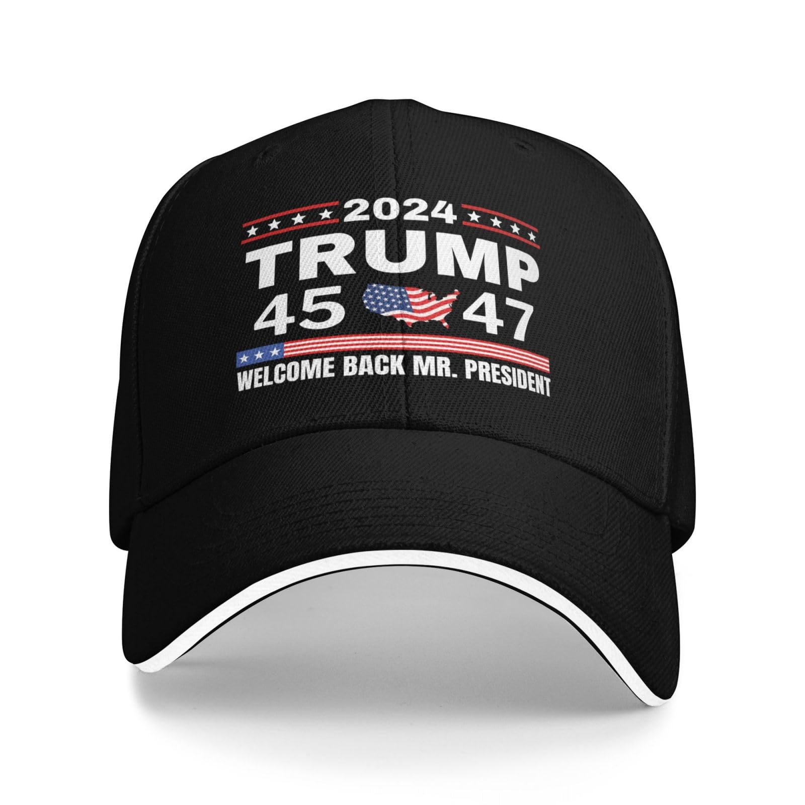 Peiyeety Unisex Black Welcome Back Mr President Baseball Cap Trump Won 45 47 Snapback Hat