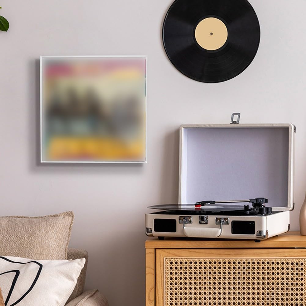 Supporto da parete in vinile acrilico trasparente, 32,5 x 32,5 cm, per LP Vinyl Records Display Box per conservare riviste e documenti