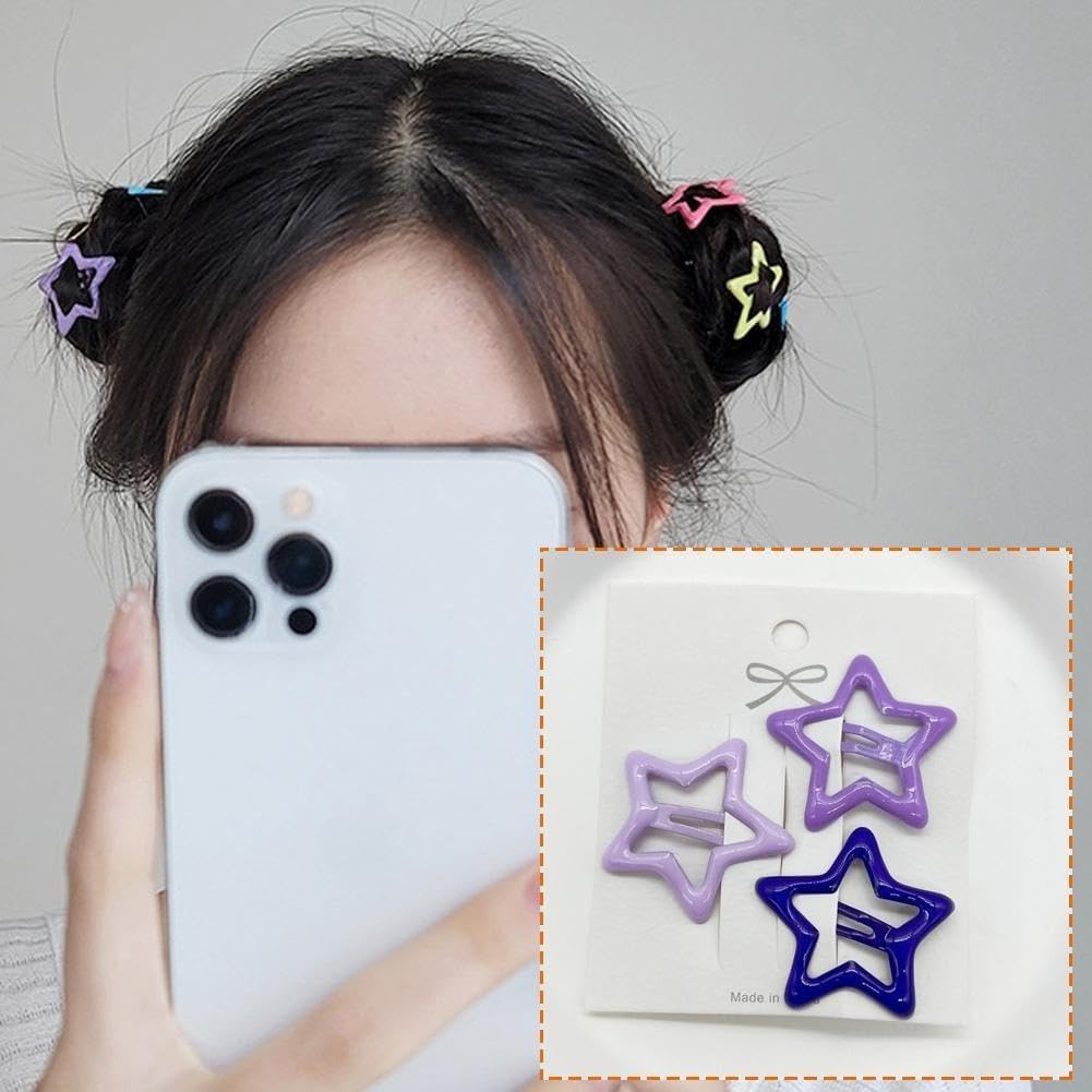Amazon.co.jp: ヘアピン 中空星型 ヘアクリップ 3個入り カラフル 前髪