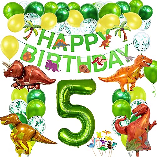 Dino-Ballon-Set Für Kindergeburtstage – 5-teilig Mit XXL-Dino, Sternen & Aufblashalm, Für Luft Oder Helium