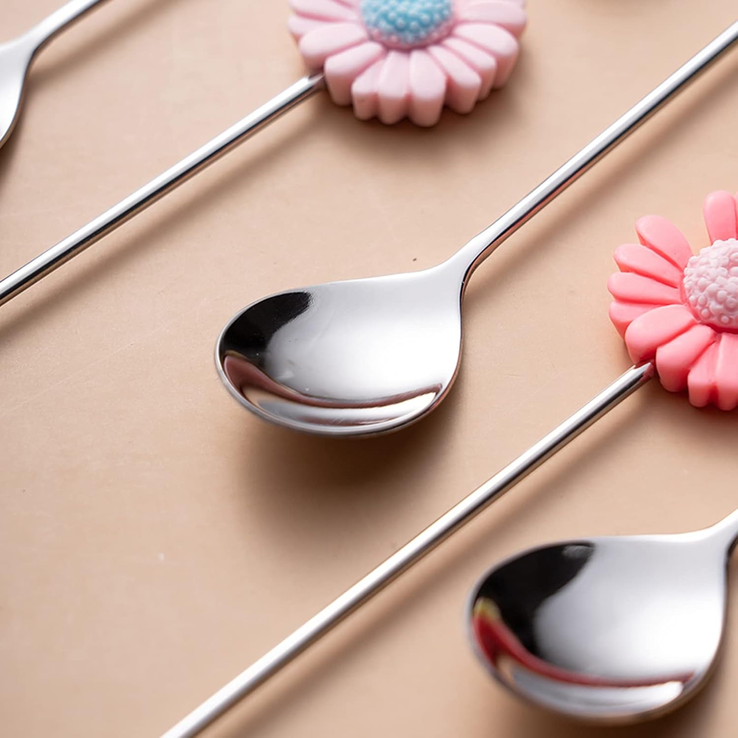 Spoon Dessert Spoons Set 6 Pcs 5.1" Teaspoons, Creative Handle Premium Food Grade Stainless Steel Western Dessert Yogurt Spoon Soup Spoon (Color : F) (B)