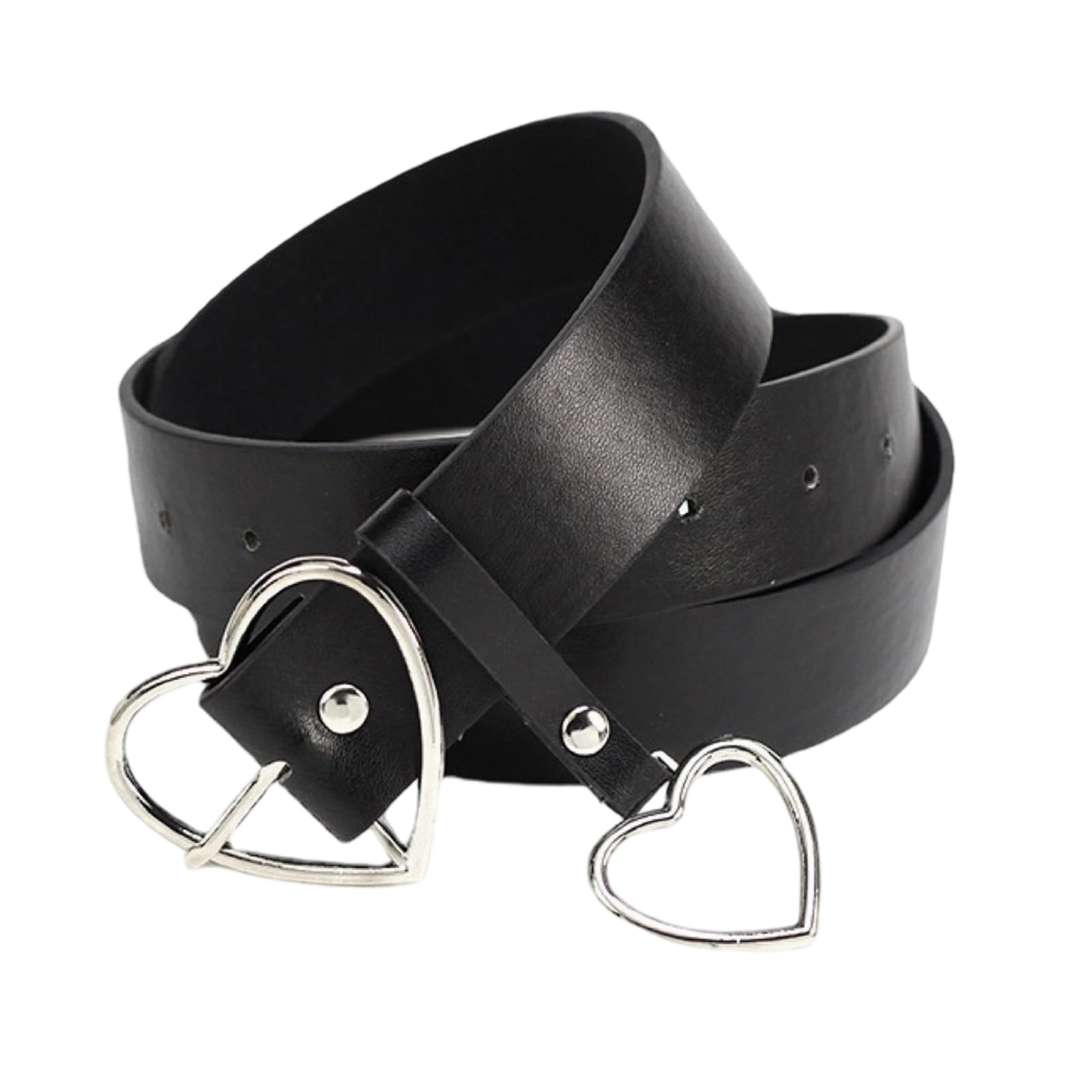MICFENY Stylish Adjustable PU Leather Belts For Women Heart Shaped Buckles Alloys Rings Versatiles Daily Wear Fashion Waistband