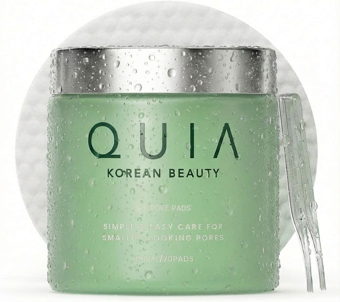 QUIA Korean Anti Aging Toner Pads- Gentle Exfoliating Soothing Formula | Improves Skin Elasticity and Refines Texture for Dull and Sagging Skin- Minimizes Pores and Softens Skin Surface