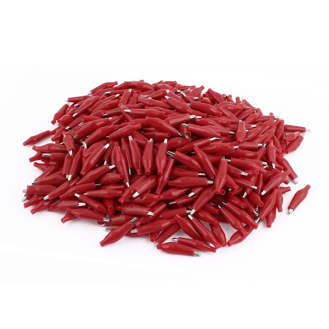 Aexit 500 sztuk 43x10mm czerwone izolowane zaciski krokodylkowe zaciski krokodylkowe klipy testowe(500Pcs 43 x 10mm rouge isolé pinces crocodile pinces de test pinces crocodile