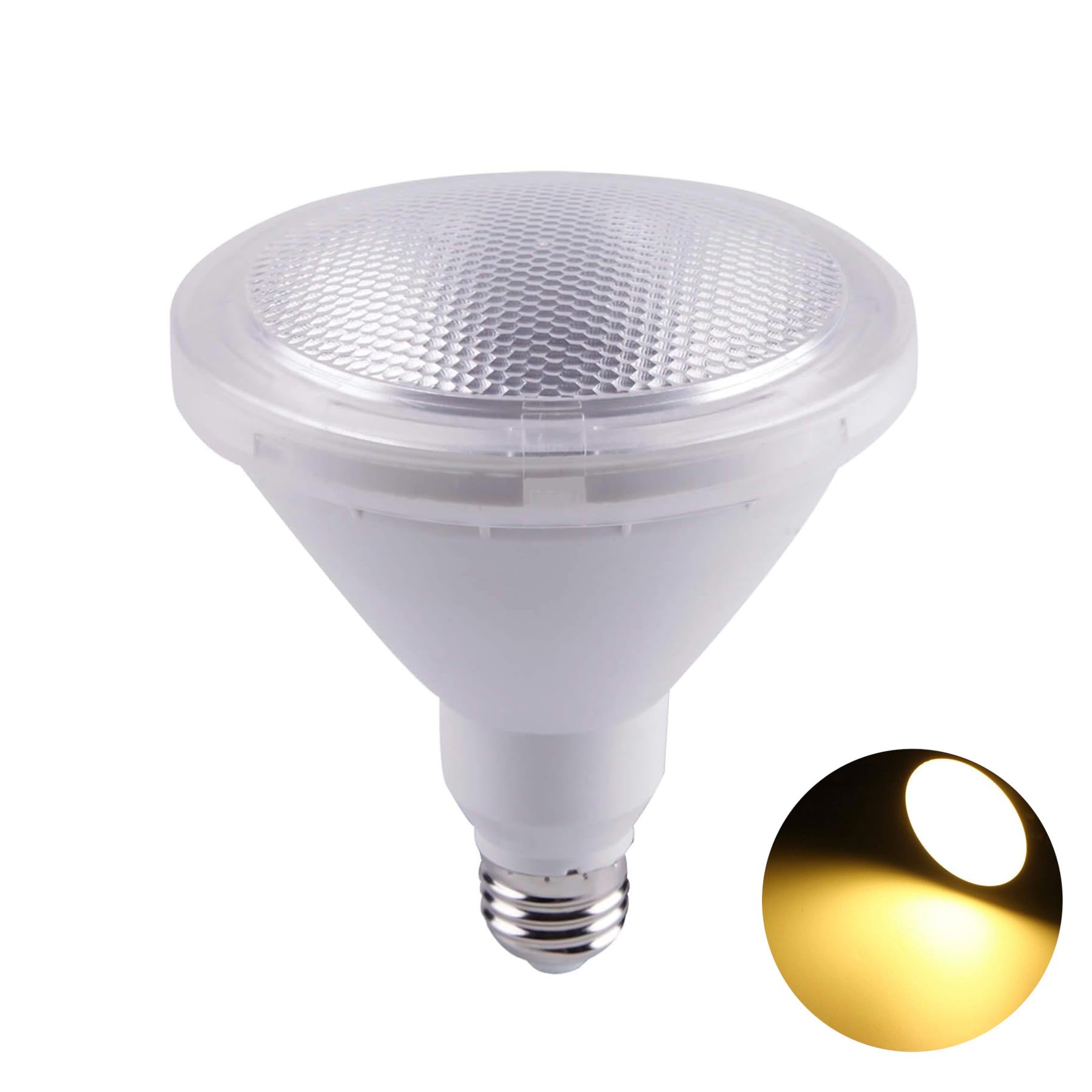 PAR38 16W IP65 Waterproof LED Flood Light Bulb, 3000K Warm White, E27 Base, Non-Dimmable, for indoor/outdoor applications, 1 Pack,AC85-265V 1 Year Warranty
