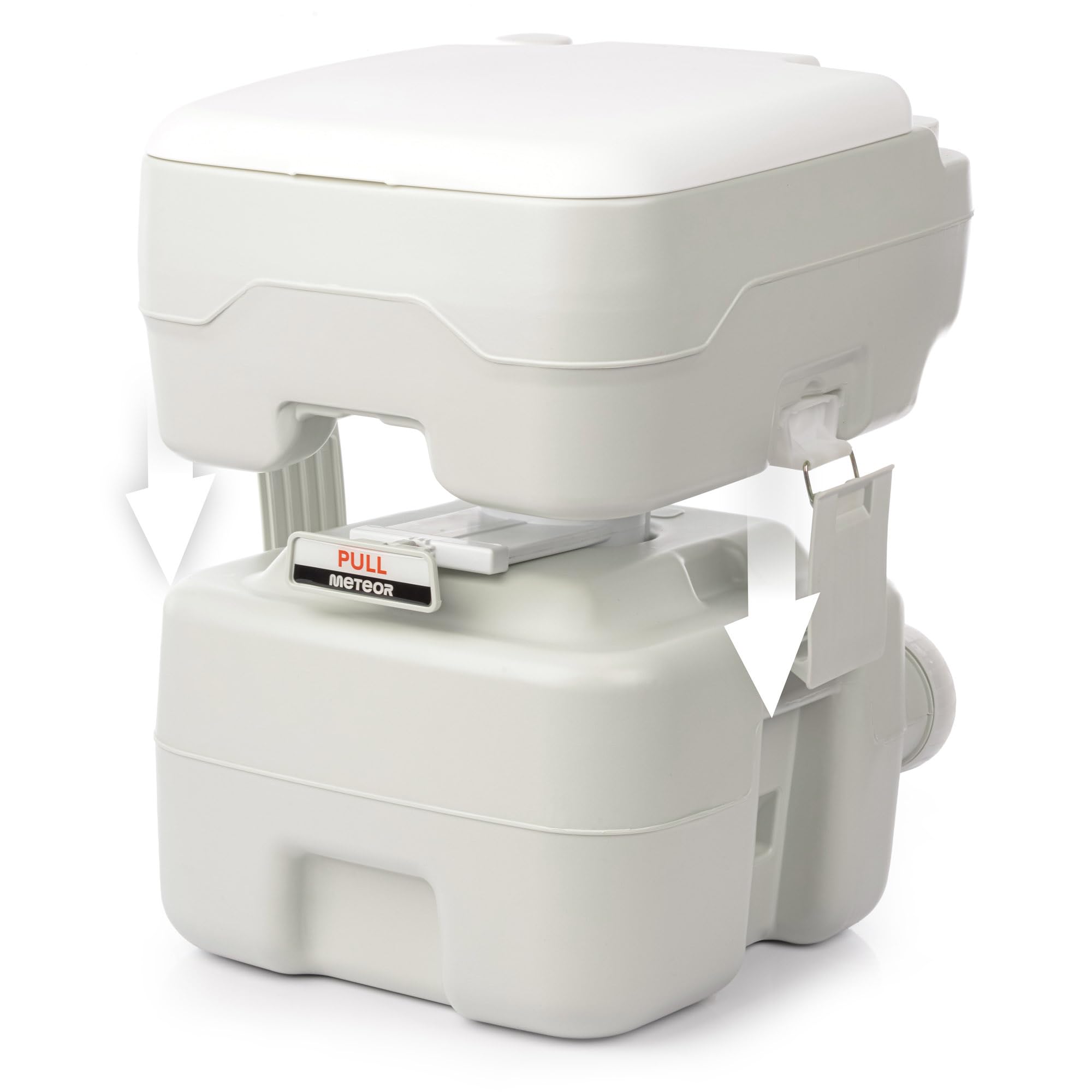 meteor Campingtoilette 20 + 12L Gespült Tank Mobiles WC Touristentoilette Mobile Trenntoilette Autotoilette Camping-Toilette Klo für unterwegs Tragbare Reisetoilette Campingklo bis 200 kg