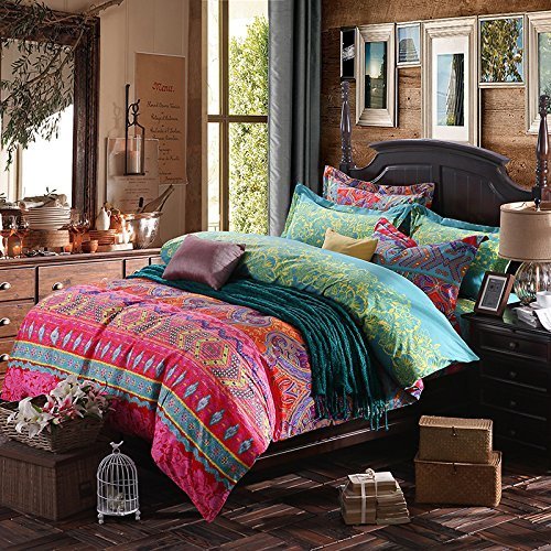 Fadfay 4-Piece California King Bohemian Comforter Cover Set Boho Retro Luxury Duvet Cover Sets Vintage 100% Cotton Youth Beddings Reversible Adult Autumn Winter Bedding Set With Metal Zippers #TOP3