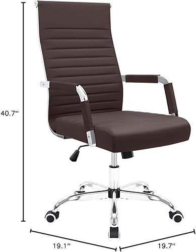 Miniatura 2 de Furmax silla de escritorio de oficina acanalada con respaldo medio de piel sintética silla de trabajo ejecutiva de conferencia silla giratoria