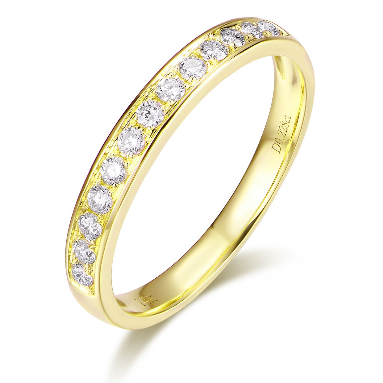 HAFEEZ CENTER14K Gold 2mm Dainty Eternity Moissanite Wedding Band Wedding Rings for Women