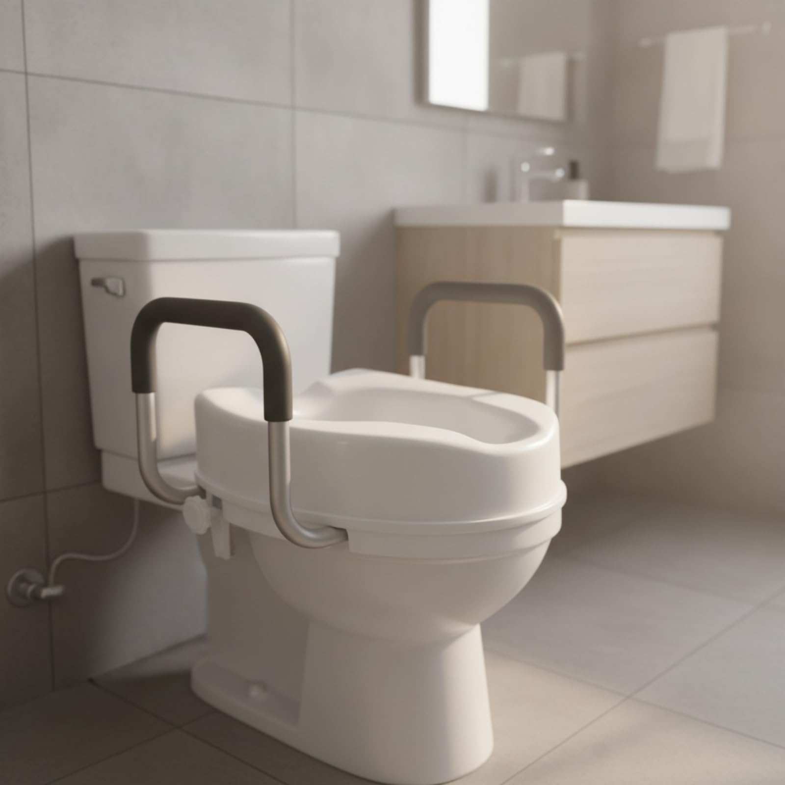 Rialzo WC con Braccioli Robusto, Rialzo Per WC Da 4 Pollici Senza Coperchio, Altezza 10 Cm, 4 Pollici, Senza Coperchio, 10 Cm