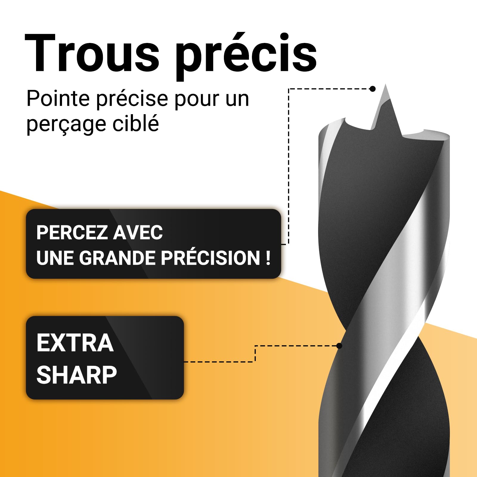 Foret Bois Long 7PCS Set, Jeu de Forets à Bois HSS-G, Meche Bois Longue Ø 4mm, 5mm, 6mm, 7mm, 8mm, 10mm, 12mm x 230mm
