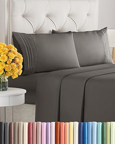 Miniatura 19 de Juego de sábanas de 4 piezas de tamaño matrimonial, sábanas extrasuaves, transpirables y refrescantes, sábanas duraderas de lujo para mujeres